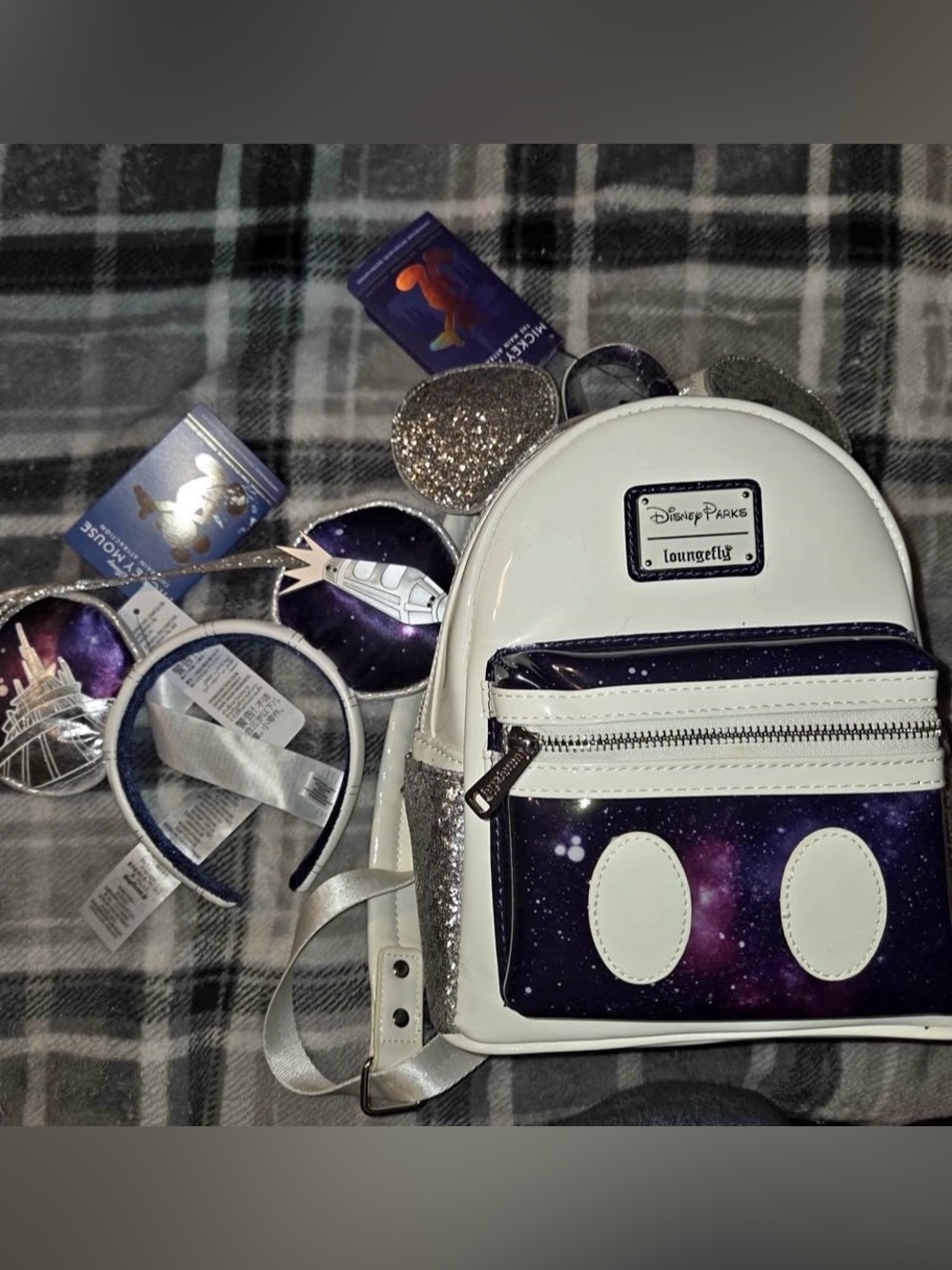 Loungefly Mickey Mouse main attraction space mountain backpack w ears